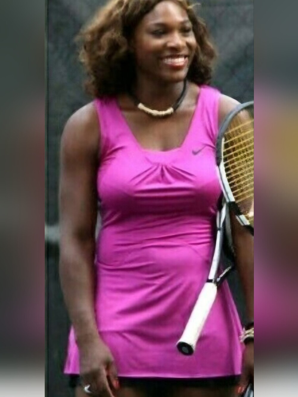 Nike Dry Fit Pink Tennis Dress Serena Williams Mesh Accents Magenta Women's S